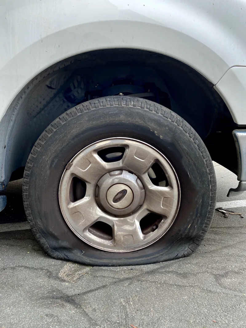 Road trip paused because of flat tyre